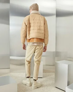 Outlet Chevignon Blouson Cosmo Beige Blouson Emblematique En Cuir Et Nylon