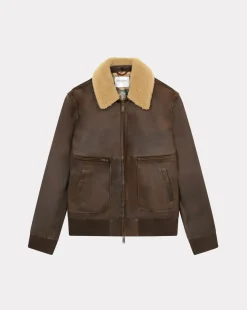 Online Chevignon Blouson En Cuir Gyver Vintage Cacao Blouson En Cuir Inspiration Aviateur