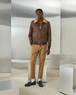 Online Chevignon Blouson En Cuir Gyver Vintage Cacao Blouson En Cuir Inspiration Aviateur
