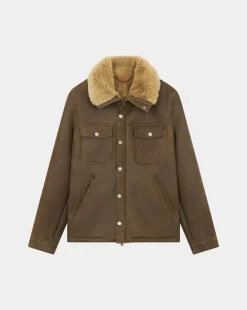Best Chevignon Blouson En Cuir V-Shearling Cacao Blouson En Cuir D'Agneau