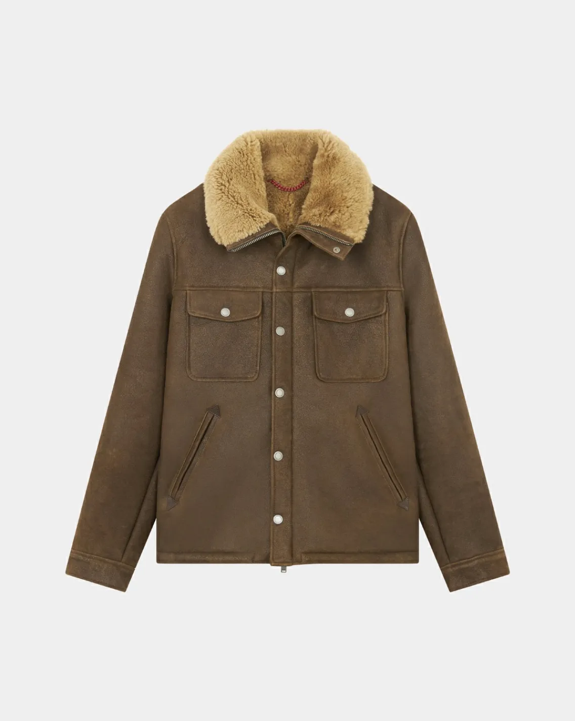 Best Chevignon Blouson En Cuir V-Shearling Cacao Blouson En Cuir D'Agneau