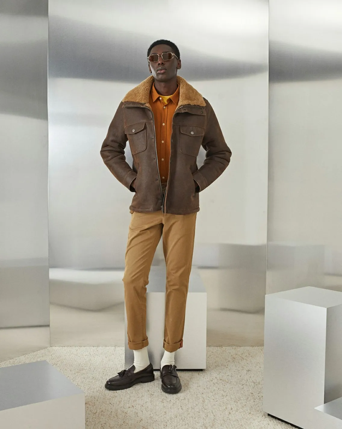 Best Chevignon Blouson En Cuir V-Shearling Cacao Blouson En Cuir D'Agneau