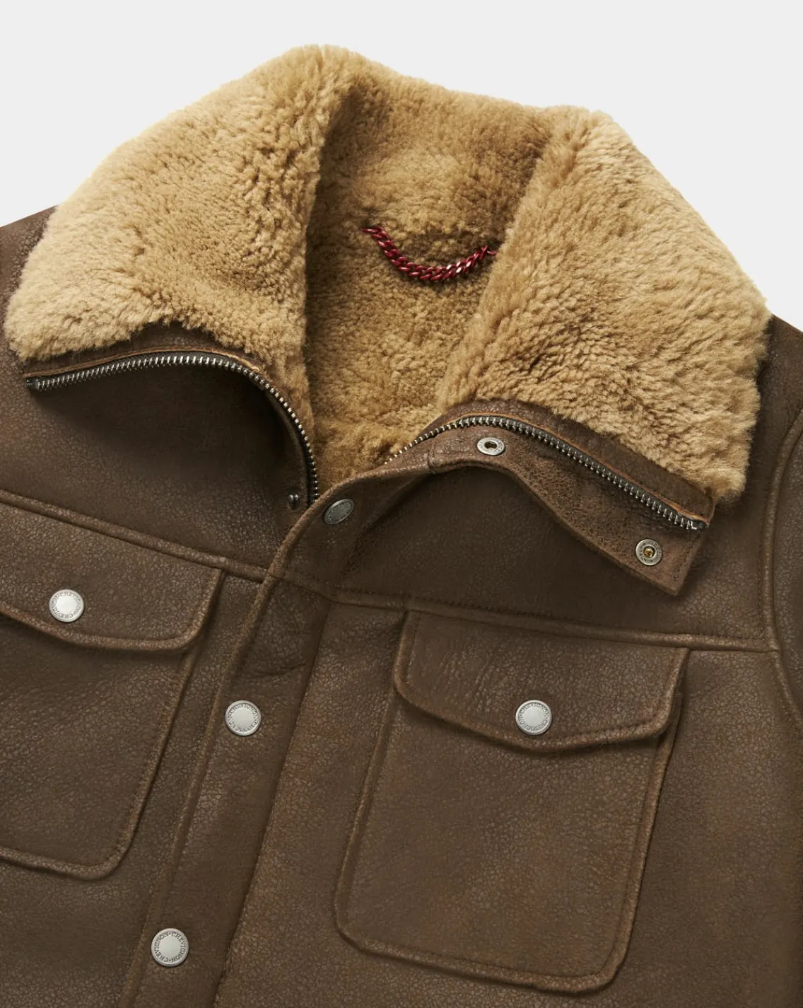 Best Chevignon Blouson En Cuir V-Shearling Cacao Blouson En Cuir D'Agneau