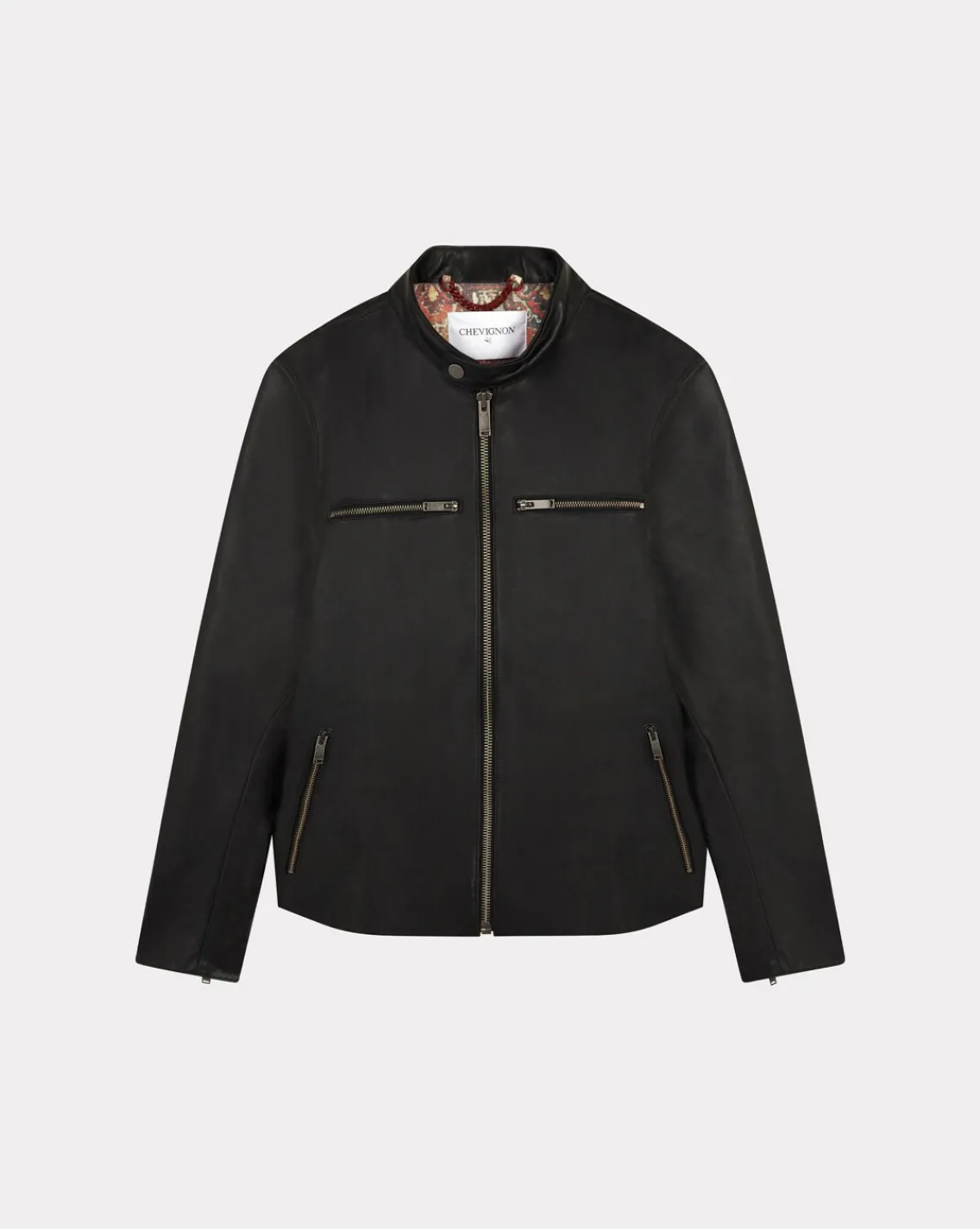 Hot Chevignon Blouson En Cuir Wheely Noir Blouson Motard En Cuir De Vachette