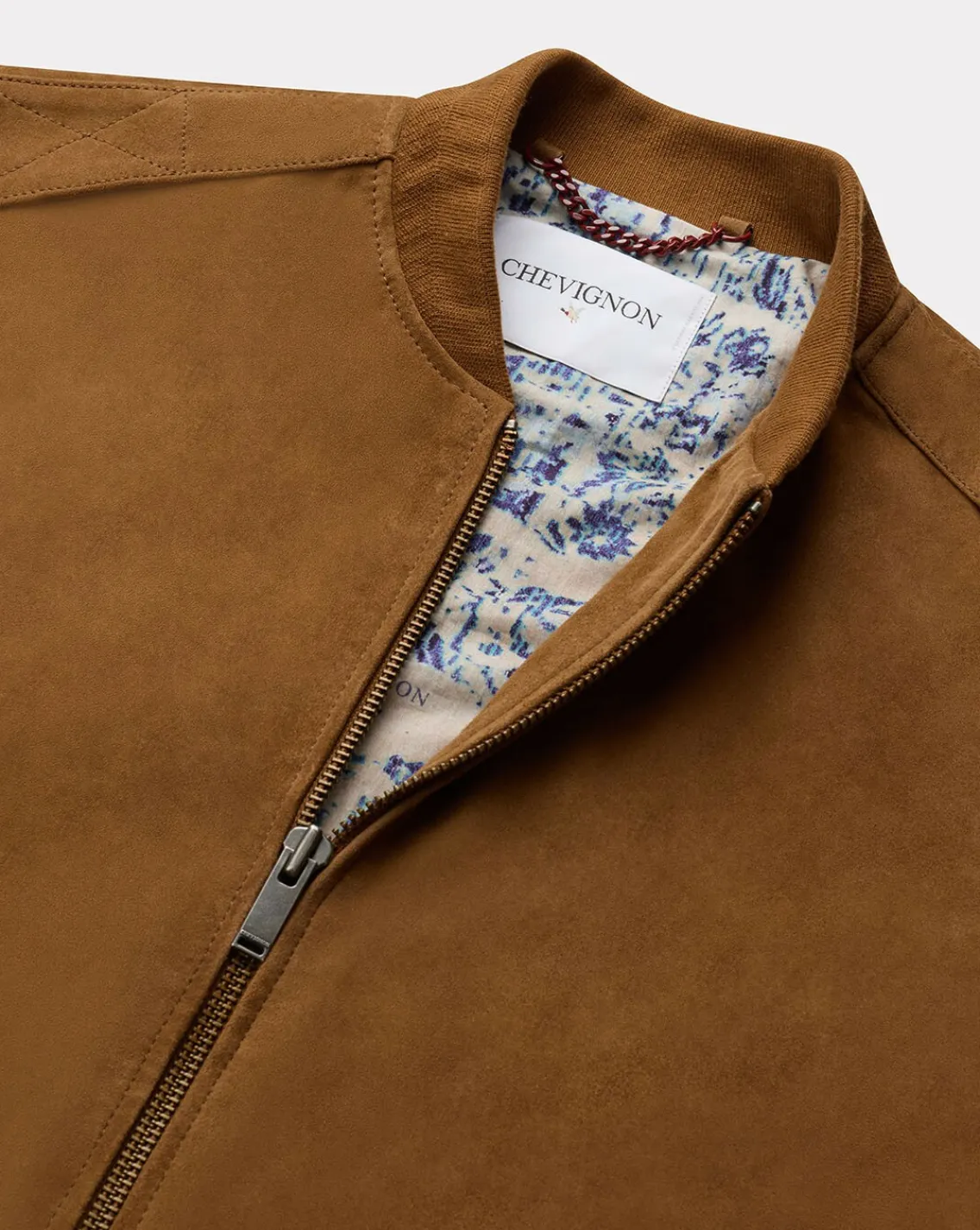 Best Chevignon Blouson Teddy Suede Cognac Blouson En Cuir De Chevre Velours