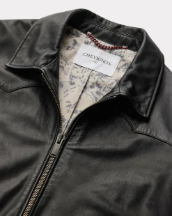 Cheap Chevignon Blouson Yoke Godzila Noir Blouson En Cuir D'Agneau