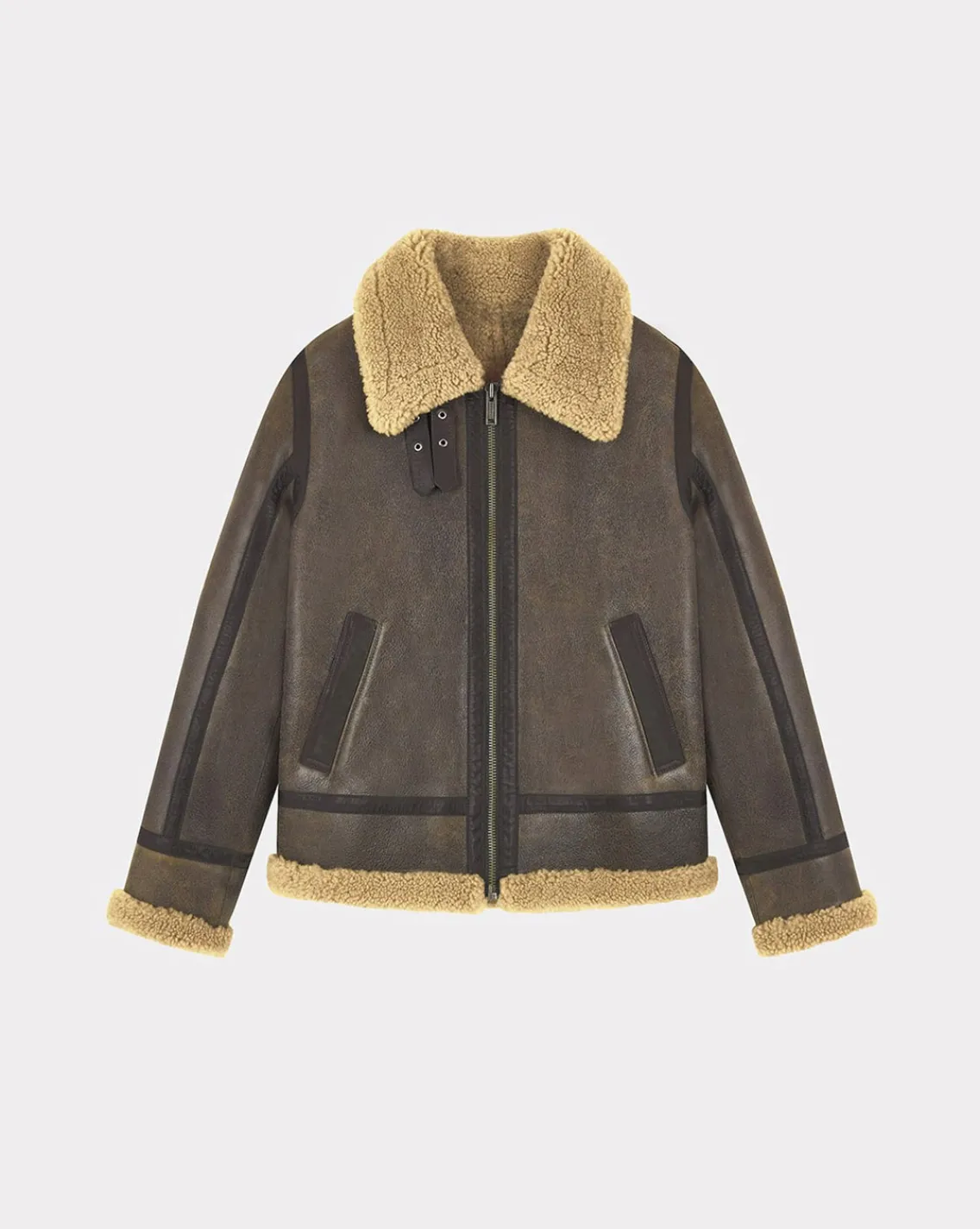 Store Chevignon Bombardier Cacao Blouson En Peau De Mouton