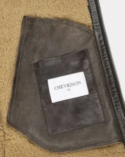 Store Chevignon Bombardier Cacao Blouson En Peau De Mouton