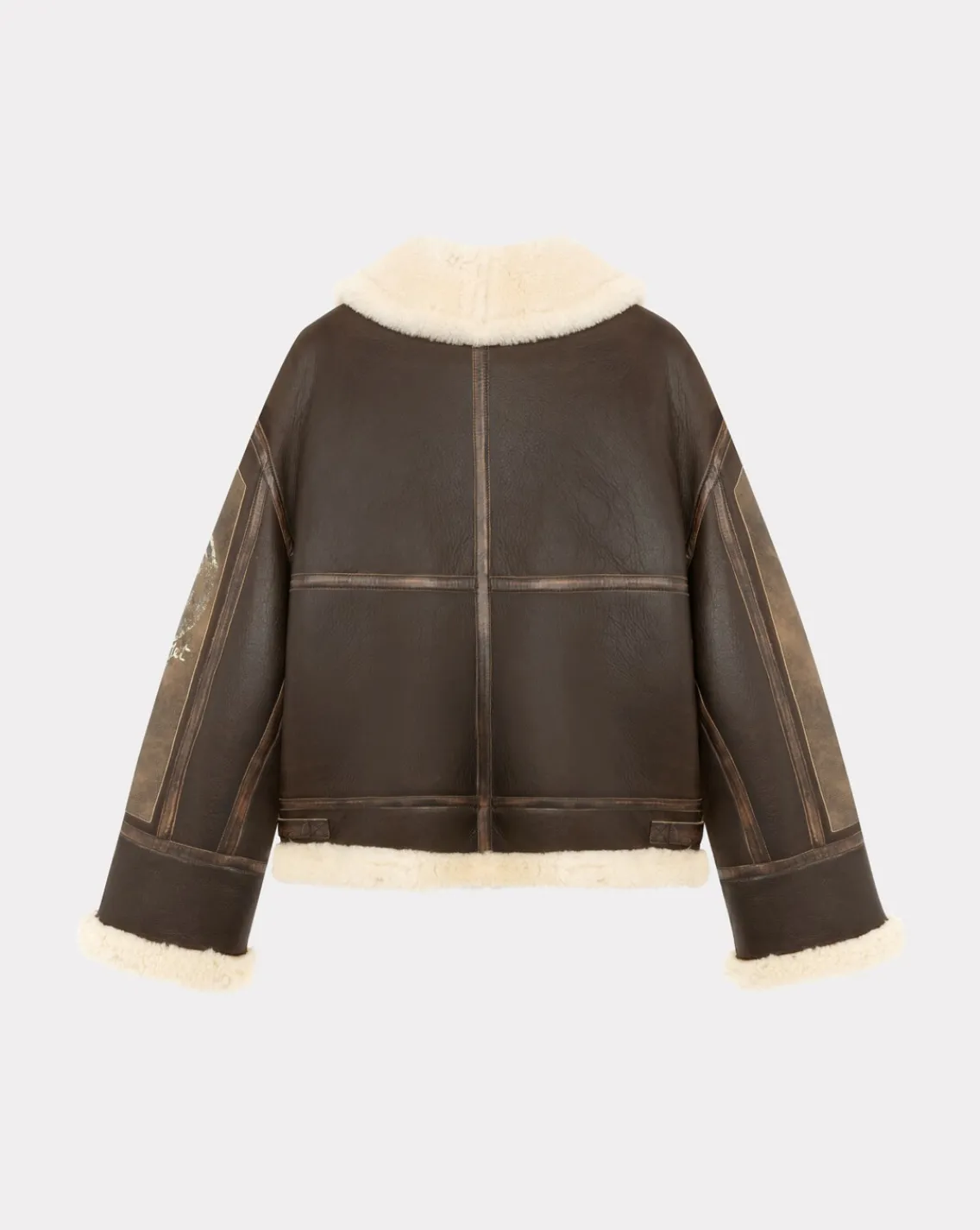 Discount Chevignon Bombardier En Cuir Pilote Cacao Blouson En Peau De Mouton