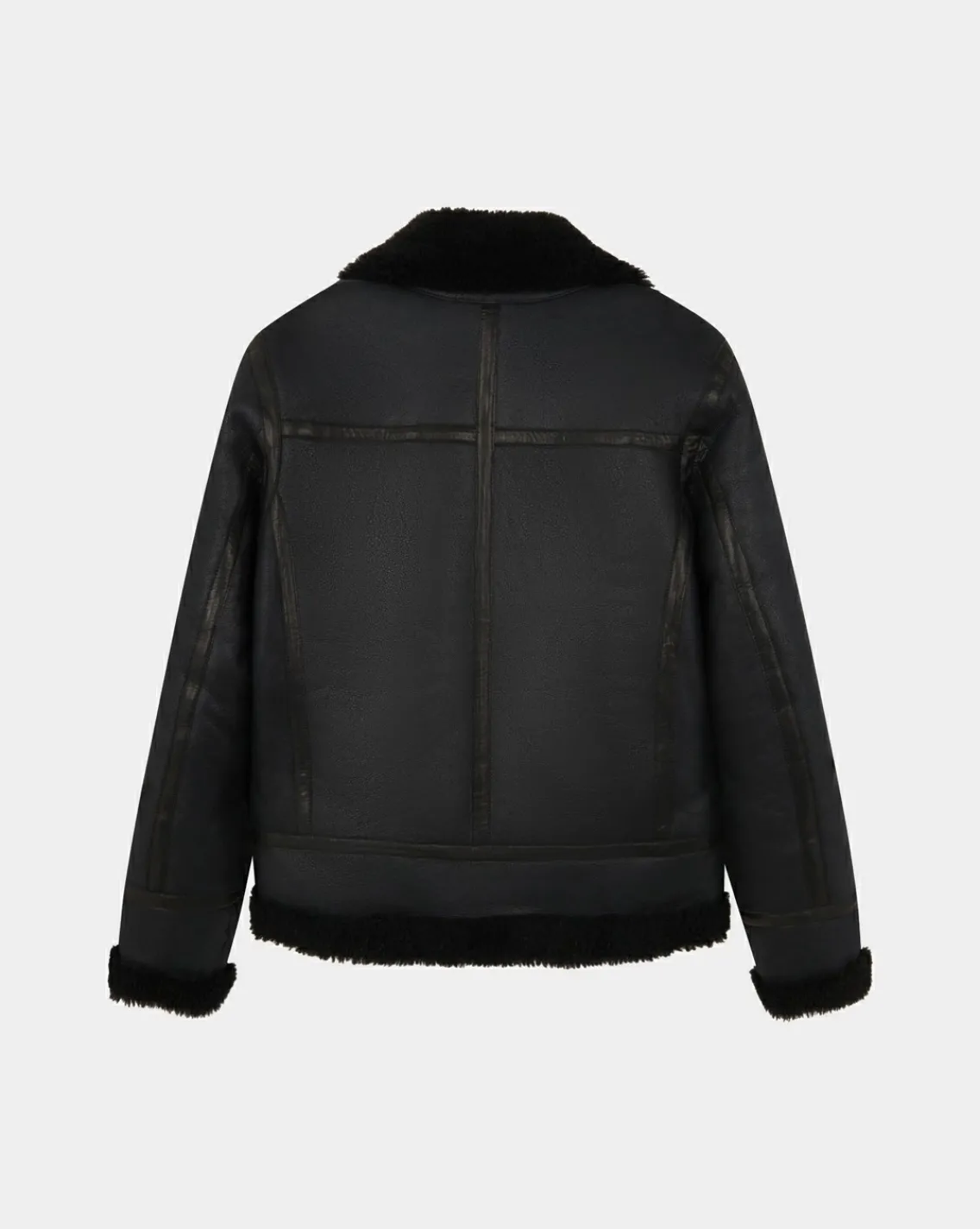 Discount Chevignon Bombardier Noir Blouson En Peau De Mouton