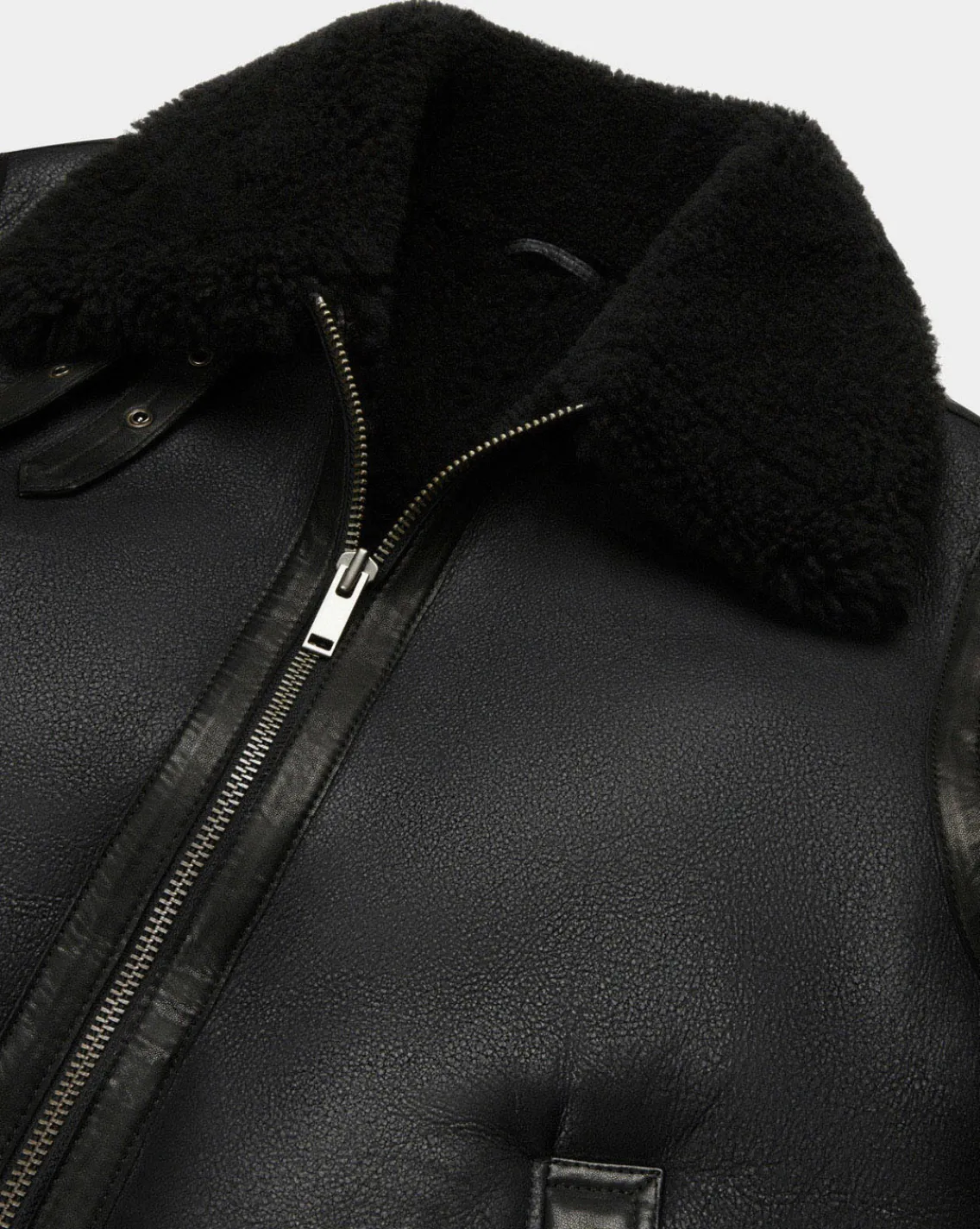 Discount Chevignon Bombardier Noir Blouson En Peau De Mouton