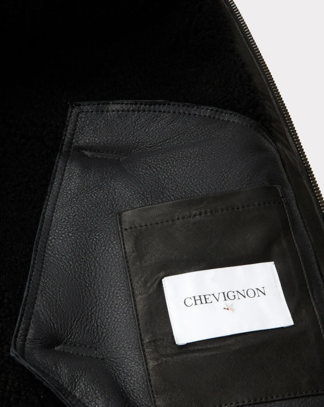 Discount Chevignon Bombardier Noir Blouson En Peau De Mouton