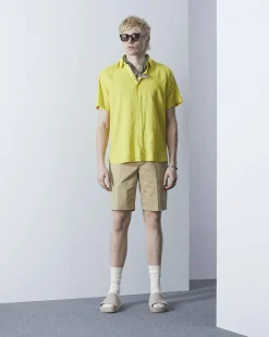 Hot Chevignon Chemise Lin Short Togs Jaune Chemise En Lin Coupe Straight
