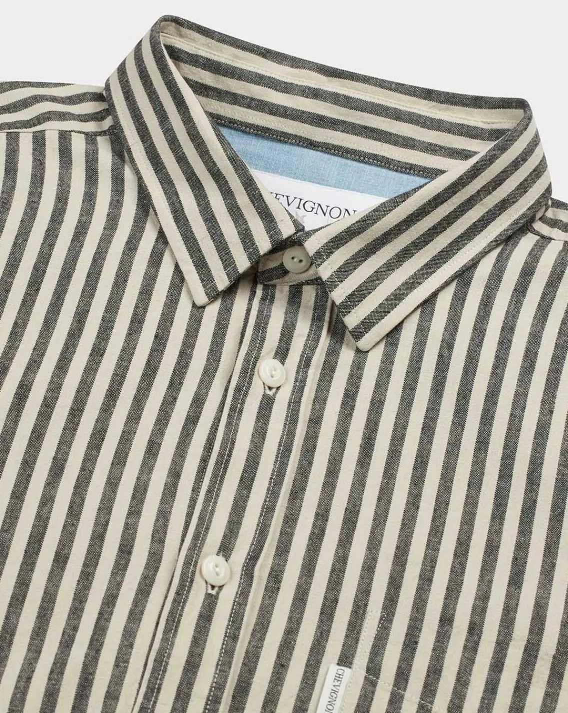 Sale Chevignon Chemise Pocket Stripes Gris Chemise En Lin Rayee