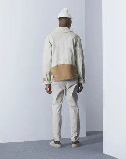Flash Sale Chevignon Manteau Boume Beige Manteau En Peau Lainee Avec Empiecements En Cuir
