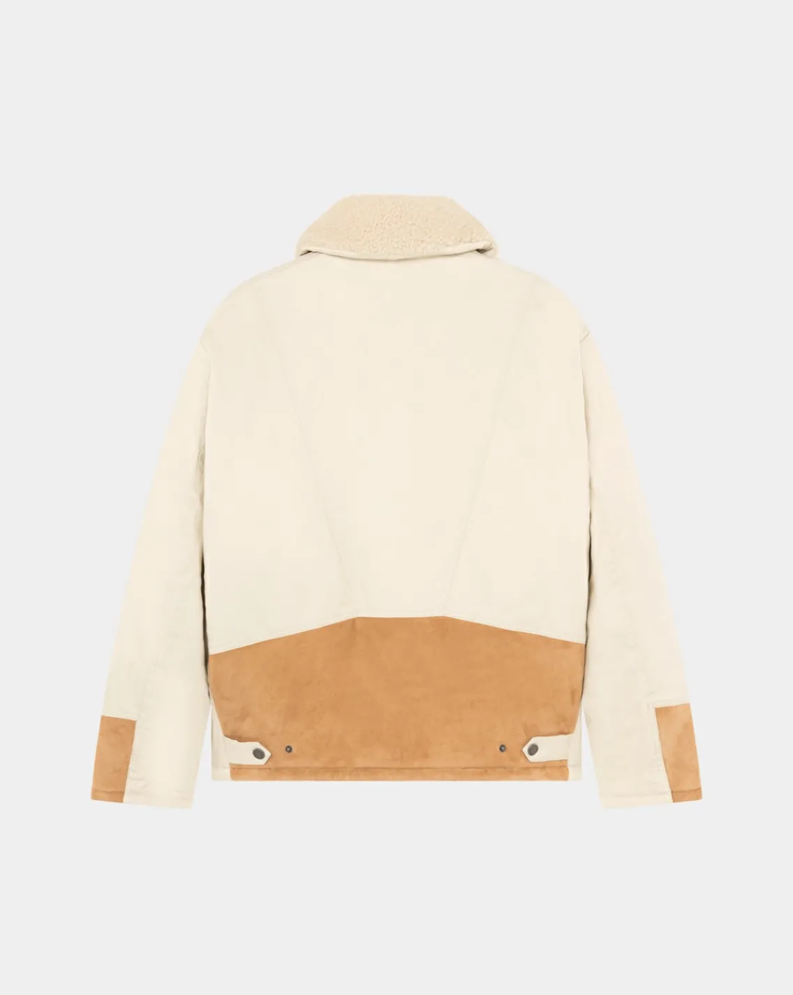Flash Sale Chevignon Manteau Boume Beige Manteau En Peau Lainee Avec Empiecements En Cuir
