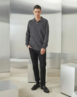 Best Chevignon Pull Polo Knit Anthracite Pull En Laine, Col Polo