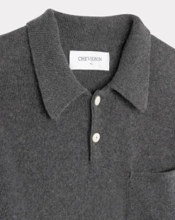 Best Chevignon Pull Polo Knit Anthracite Pull En Laine, Col Polo