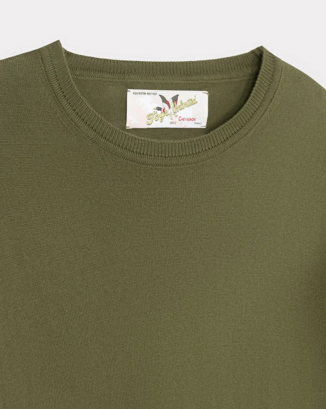 New Chevignon Pull U-Togs Kaki Pull Col Rond Broderie Canard