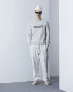 Hot Chevignon Sweathirt Sport Gris Sweat Brode Coupe Droite