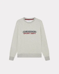 Hot Chevignon Sweathirt Sport Gris Sweat Brode Coupe Droite