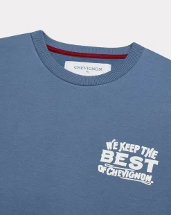Store Chevignon Sweatshirt Best Sweat 2 Bleu Sweatshirt Imprime Coupe Ample