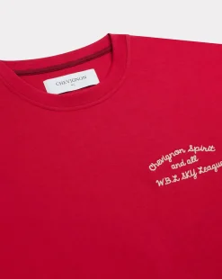 Cheap Chevignon T-Shirt Bay Winds Oversize Rouge T-Shirt Brode Coupe Ample